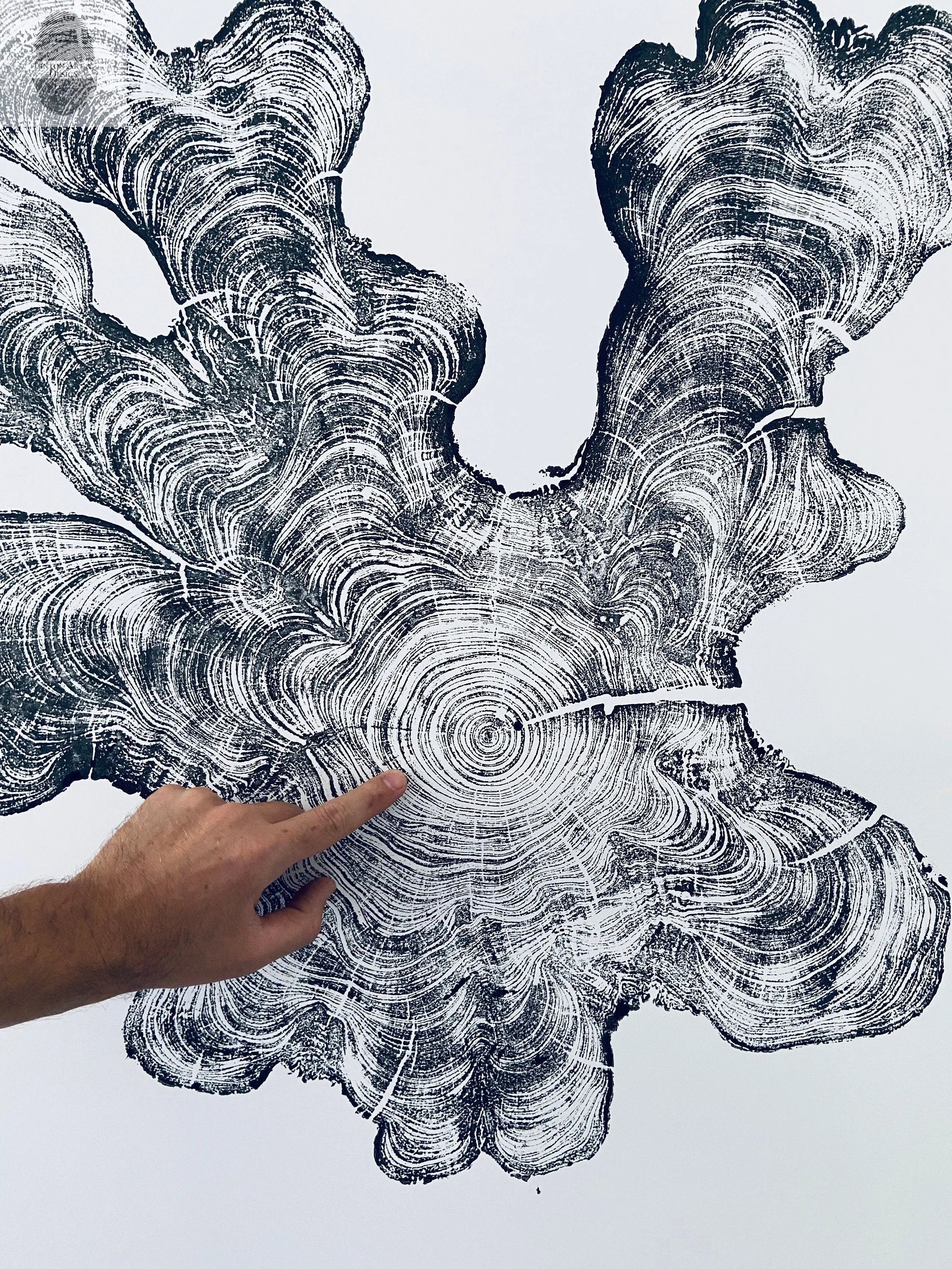 Large 36x36 inch woodcut print of Florida cypress tree rings and Everglades art by lintonart