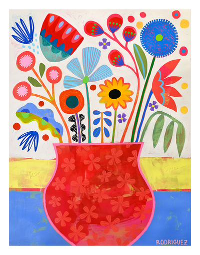 Flower Vase Study 2 Print showing a vibrant floral composition on fine art paper.