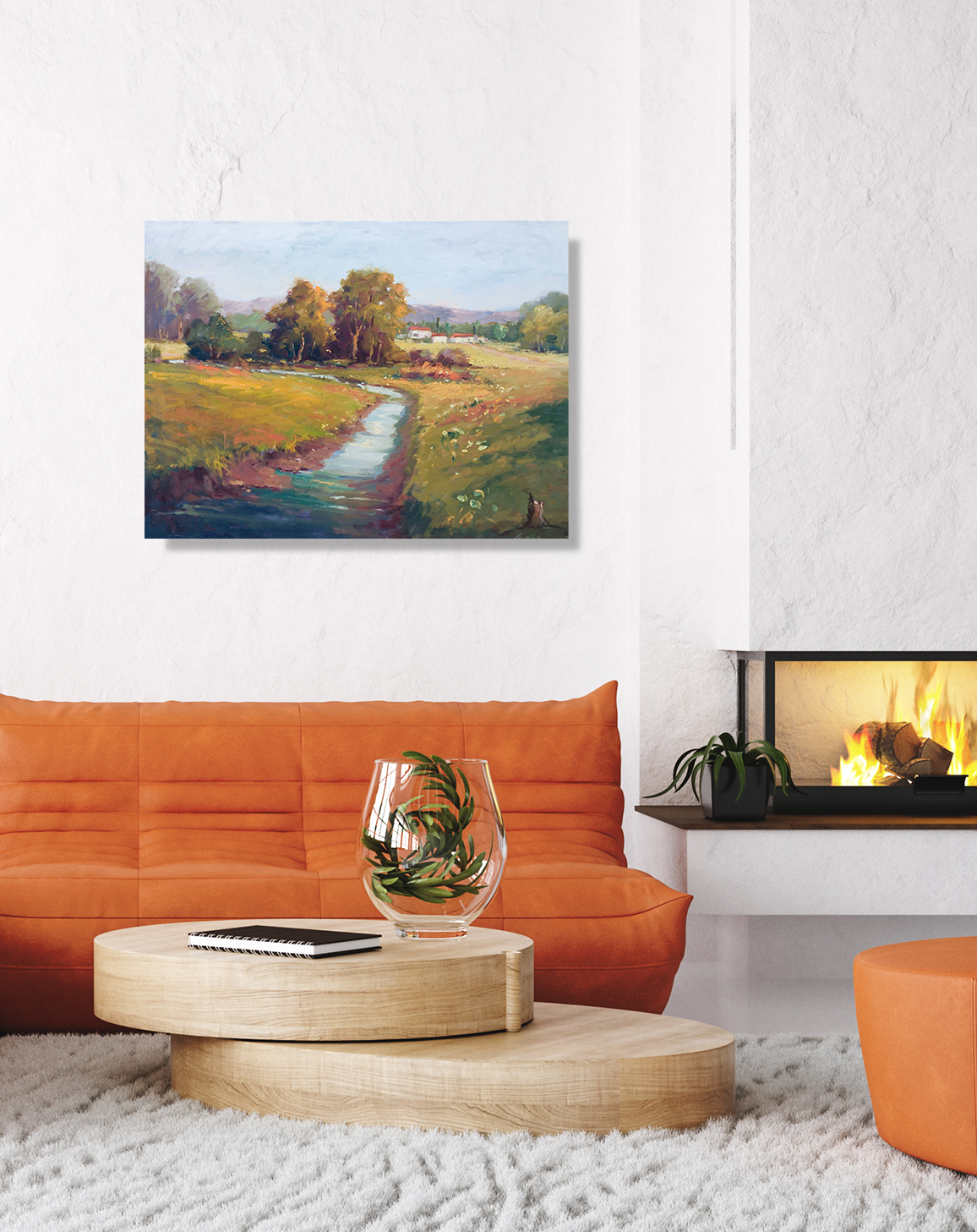 Flowers Along the Creek Artist Enhanced Canvas Print