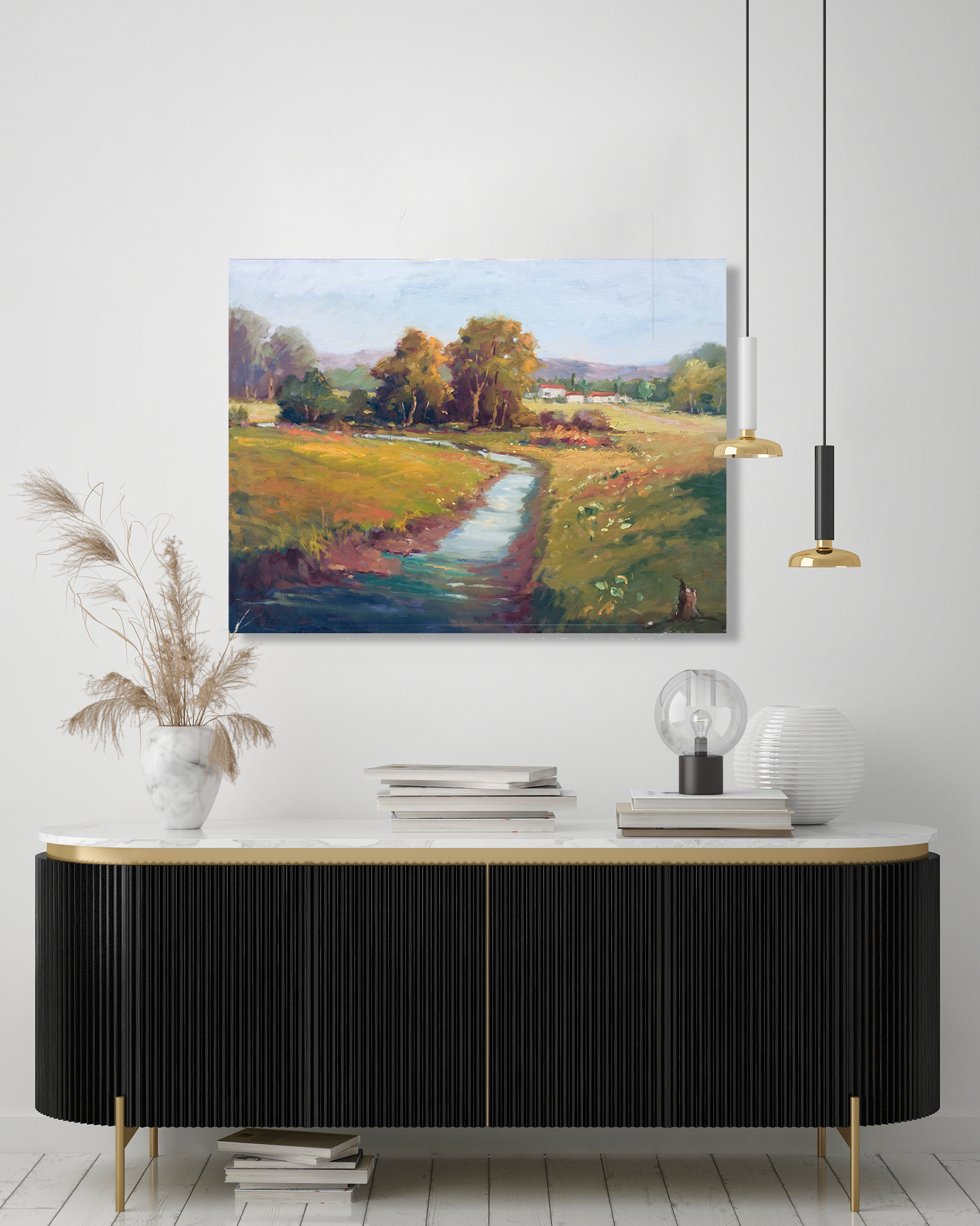 Flowers Along the Creek Artist Enhanced Canvas Print