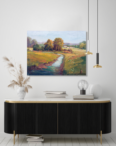 Flowers Along the Creek Artist Enhanced Canvas Print