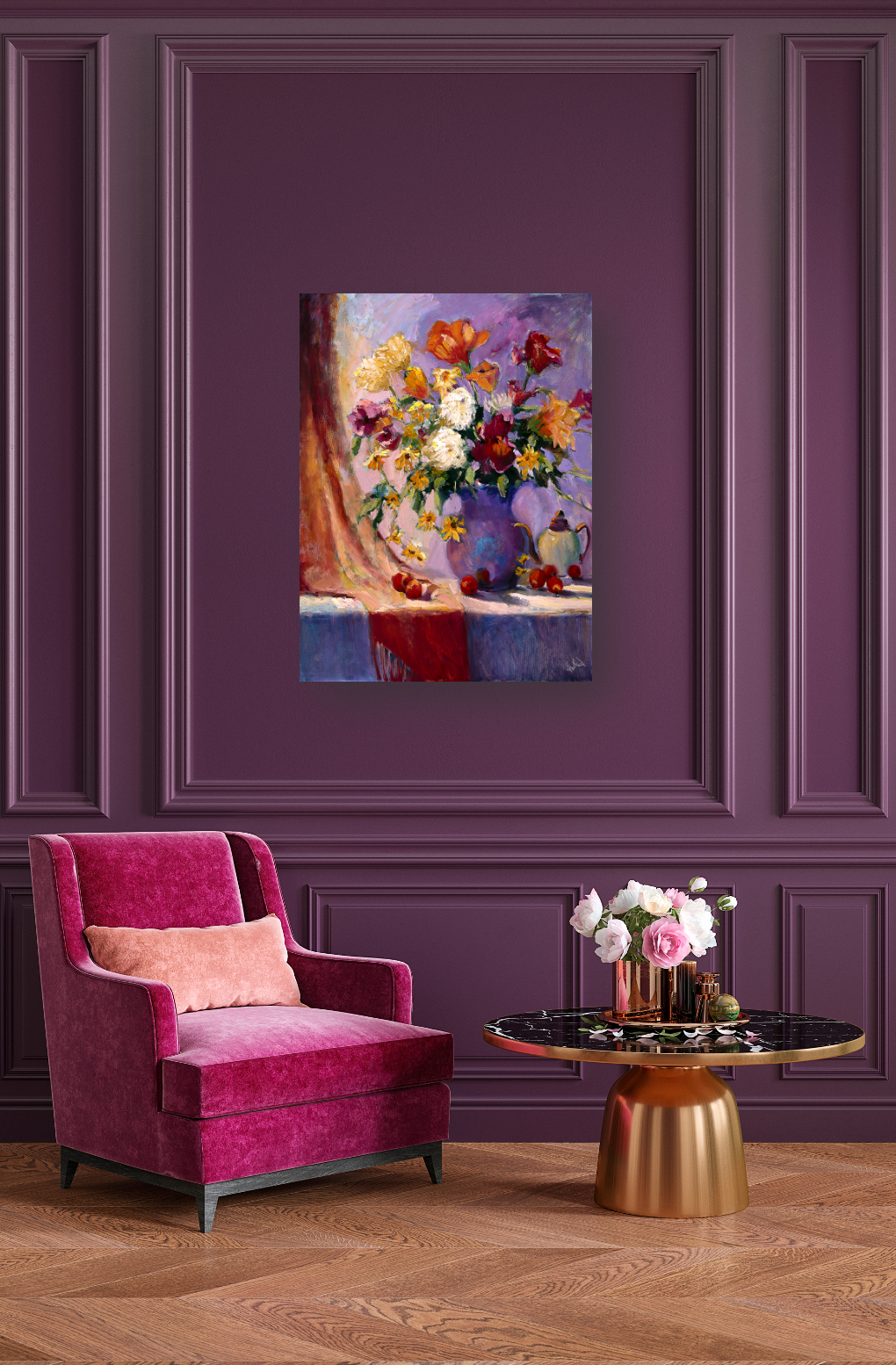 Flowers Still Life Artist Enhanced Canvas Print by John Beard Collection - product image 2 for Resin Society