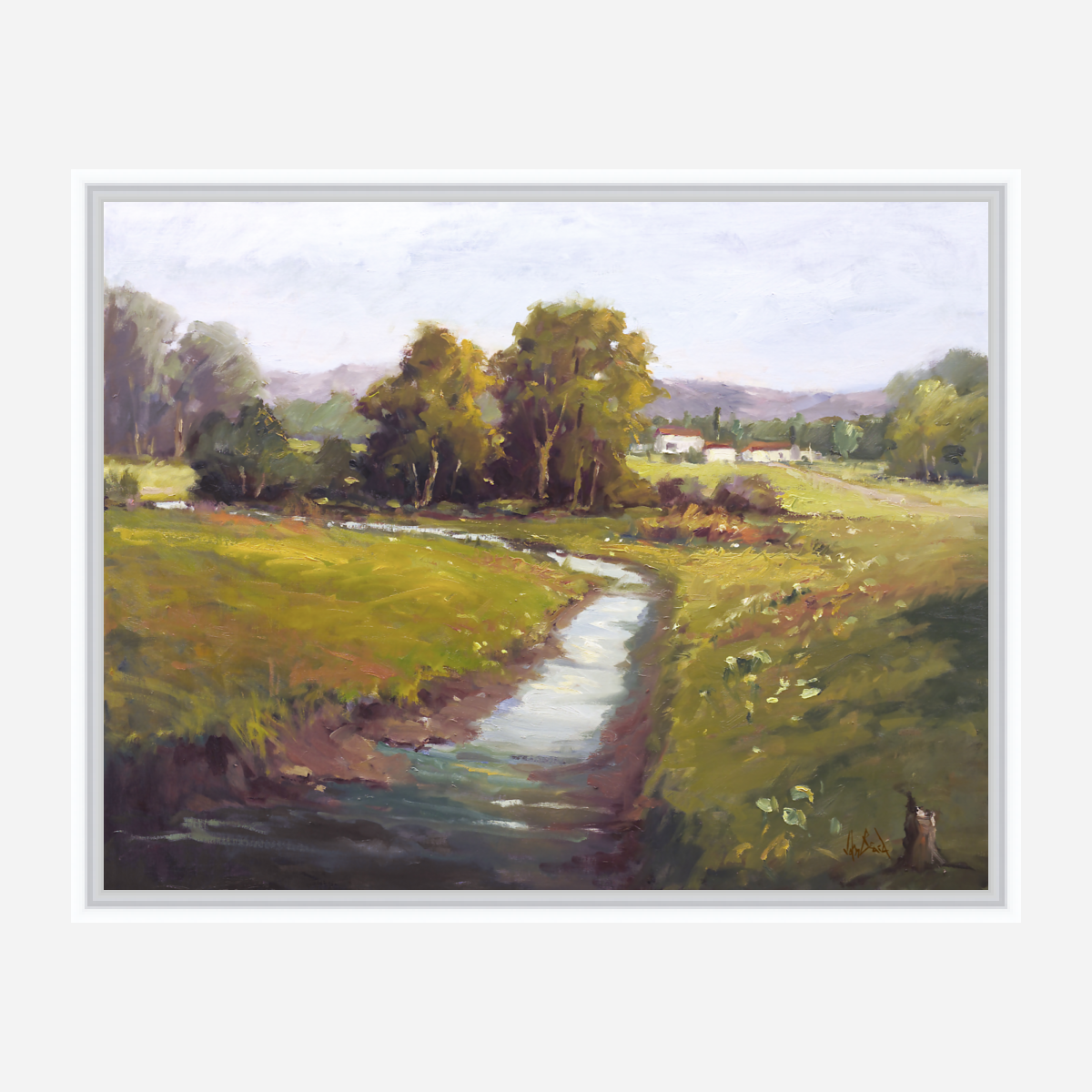 Flowers Along the Creek Artist Enhanced Canvas Print