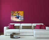 Flowers with Blue Vase Artist Enhanced Canvas Print by John Beard Collection - product image 3 for Resin Society