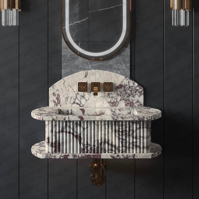 Bathroom Fluted Marble Sinks by MEG Custom Marble By Ziynet A. LLC - main product image for Resin Society