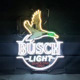 White Busch Light Flying Duck Quack One Open Neon Sign illuminated indoors