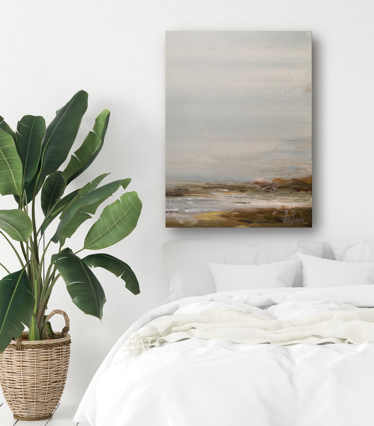 Foggy Shore Artist Enhanced Canvas Print by John Beard Collection - product image 2 for Resin Society