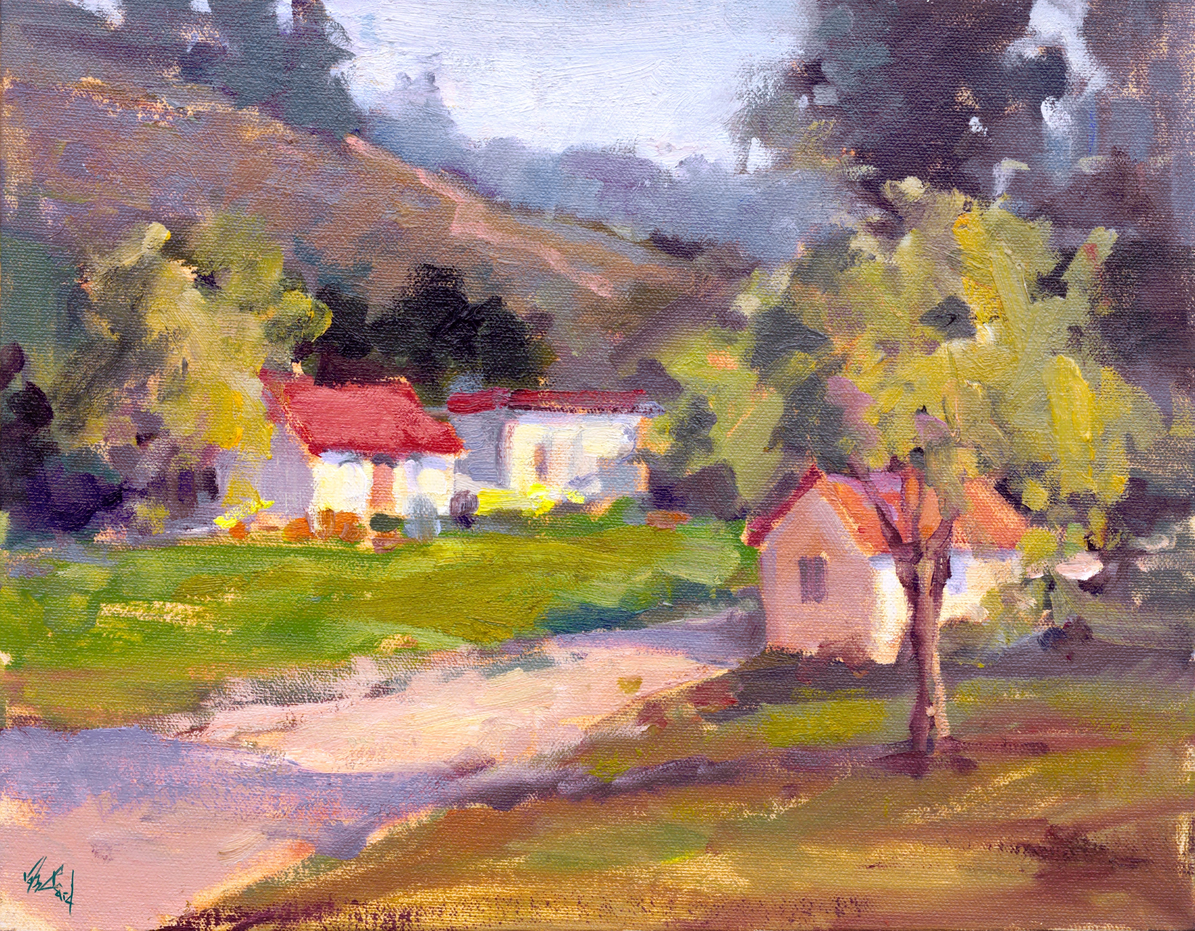 Foothills Artist Enhanced Canvas Print showing a coastal landscape scene