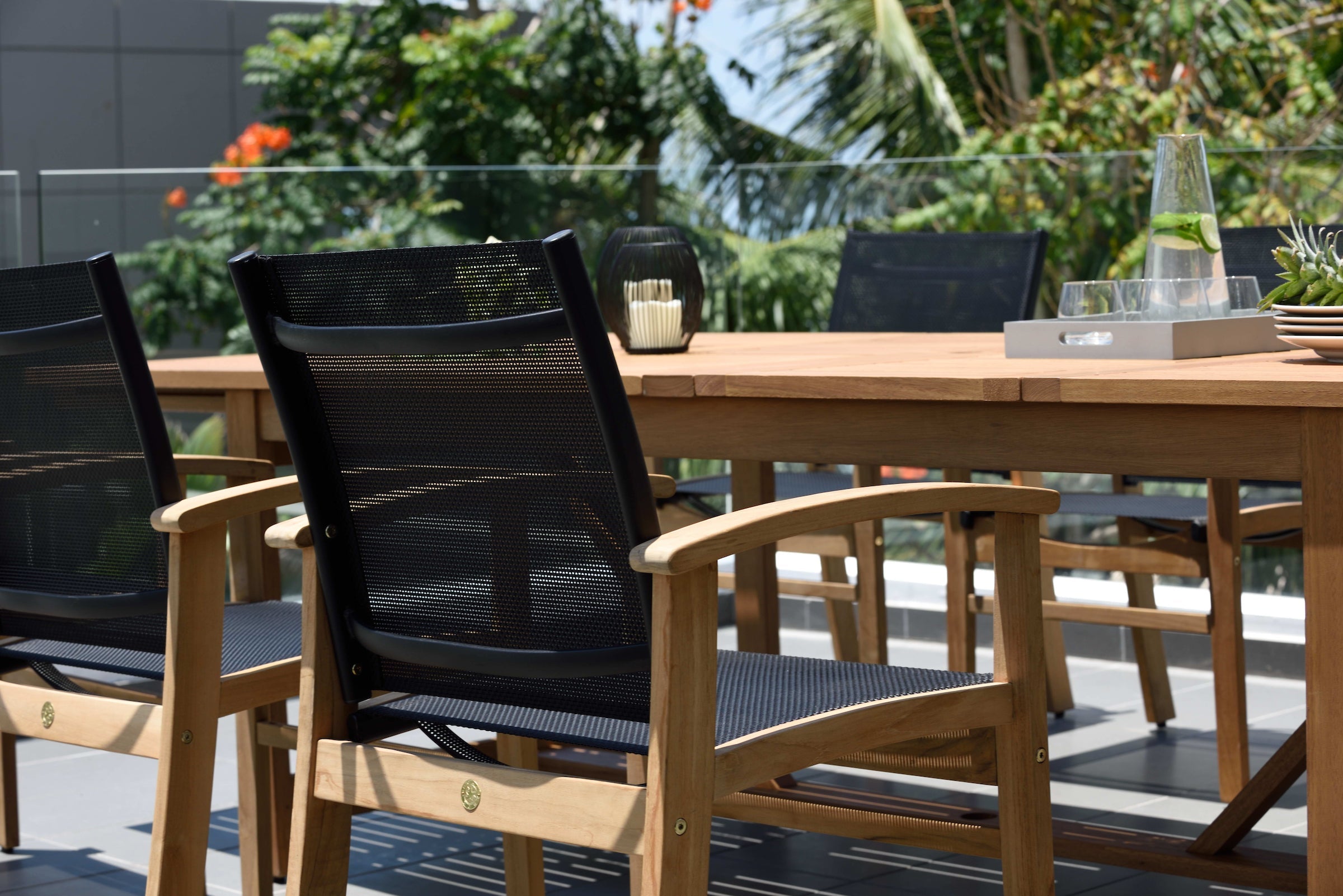 Leyland Lot Table and Fortuna Arm Chairs Dining set by LifestyleGarden US - product image 3 for Resin Society