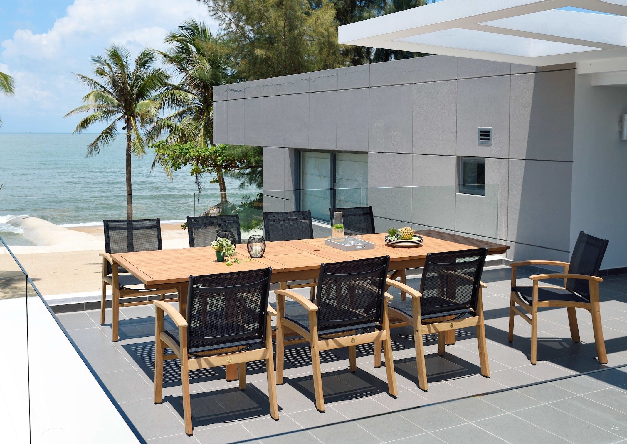 Leyland Lot Table and Fortuna Arm Chairs Dining set by LifestyleGarden US - main product image for Resin Society