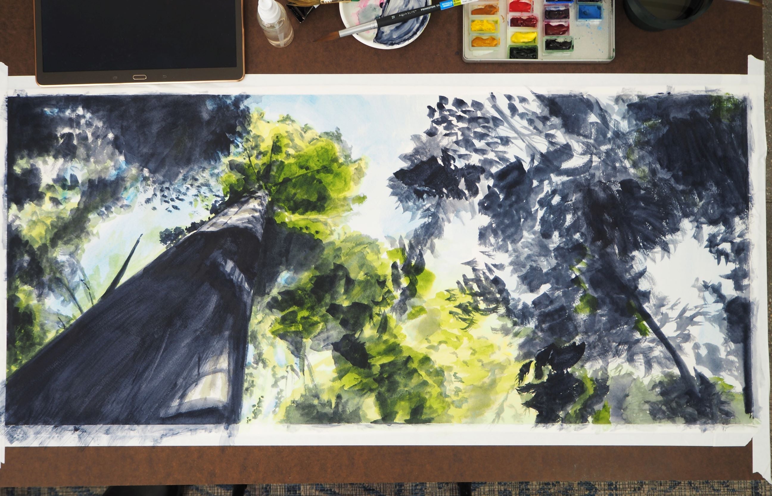 Beneath the Redwoods 2, Sonoma, watercolor painting by Art By Francis - product image 2 for Resin Society