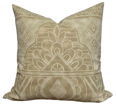 Medinas Pillow Cover in Camel Brown with ivory linen back
