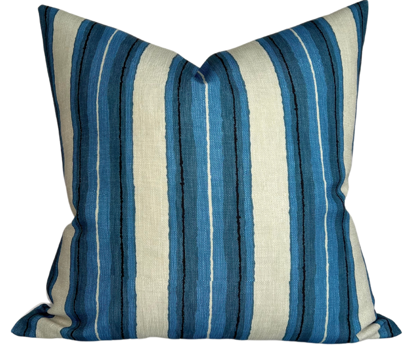 Shoreline Pillow Cover in Pacific Blue with designer fabric front and ivory back