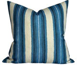 Shoreline Pillow Cover in Pacific Blue with designer fabric front and ivory back