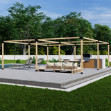 Metal bracket hardware set for a freestanding pergola frame