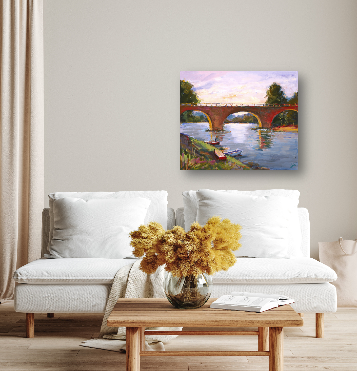 French Bridge Artist Enhanced Canvas Print by John Beard Collection - product image 3 for Resin Society