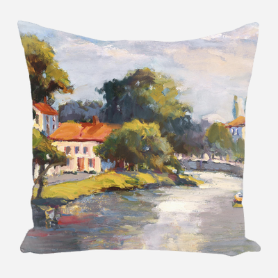 French Village with Canal Pillow by John Beard Collection - main product image for Resin Society