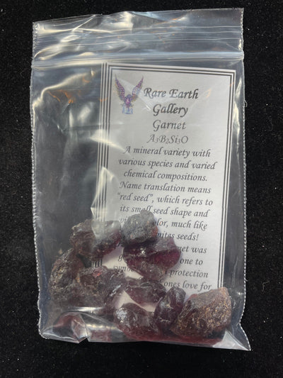 Bag of rough Pyrope Garnet specimens weighing approximately 35 grams