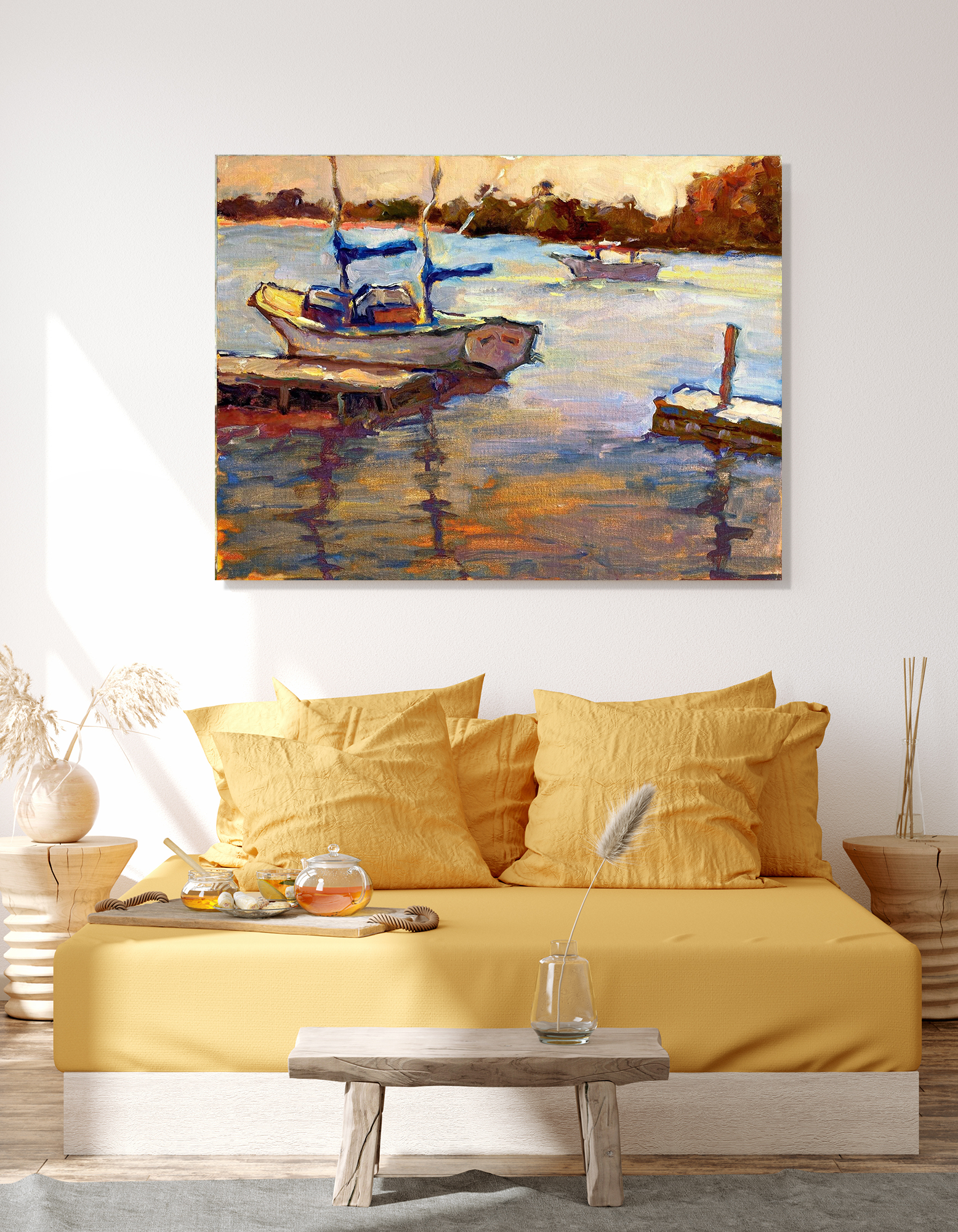 Funky Sailboat Artist Enhanced Canvas Print by John Beard Collection - product image 2 for Resin Society