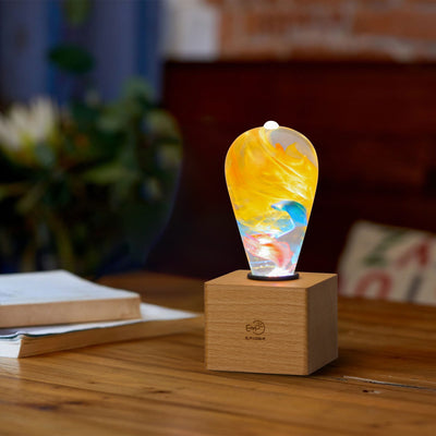 EP Light Garden Resin LED Bulb handcrafted with eco-friendly resin and wooden base options