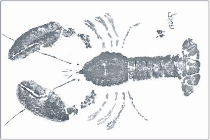 Grey Lobster Placemat with Gyotaku lobster artwork by Fishaye Trading Co