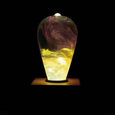 EP Light Golden Resin LED Bulb handcrafted with eco-friendly resin and wooden base options