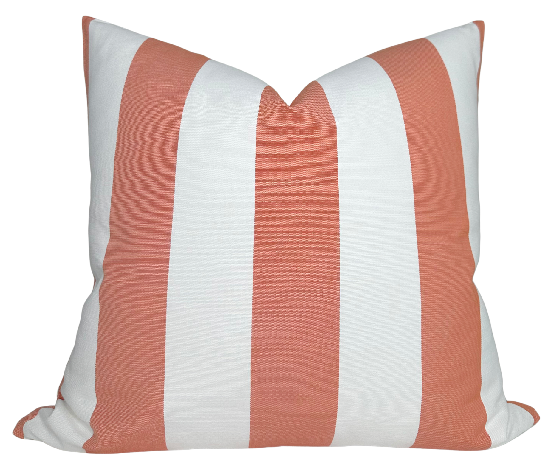 Go To Stripe Pillow Cover in Melon showing front striped fabric and ivory backing