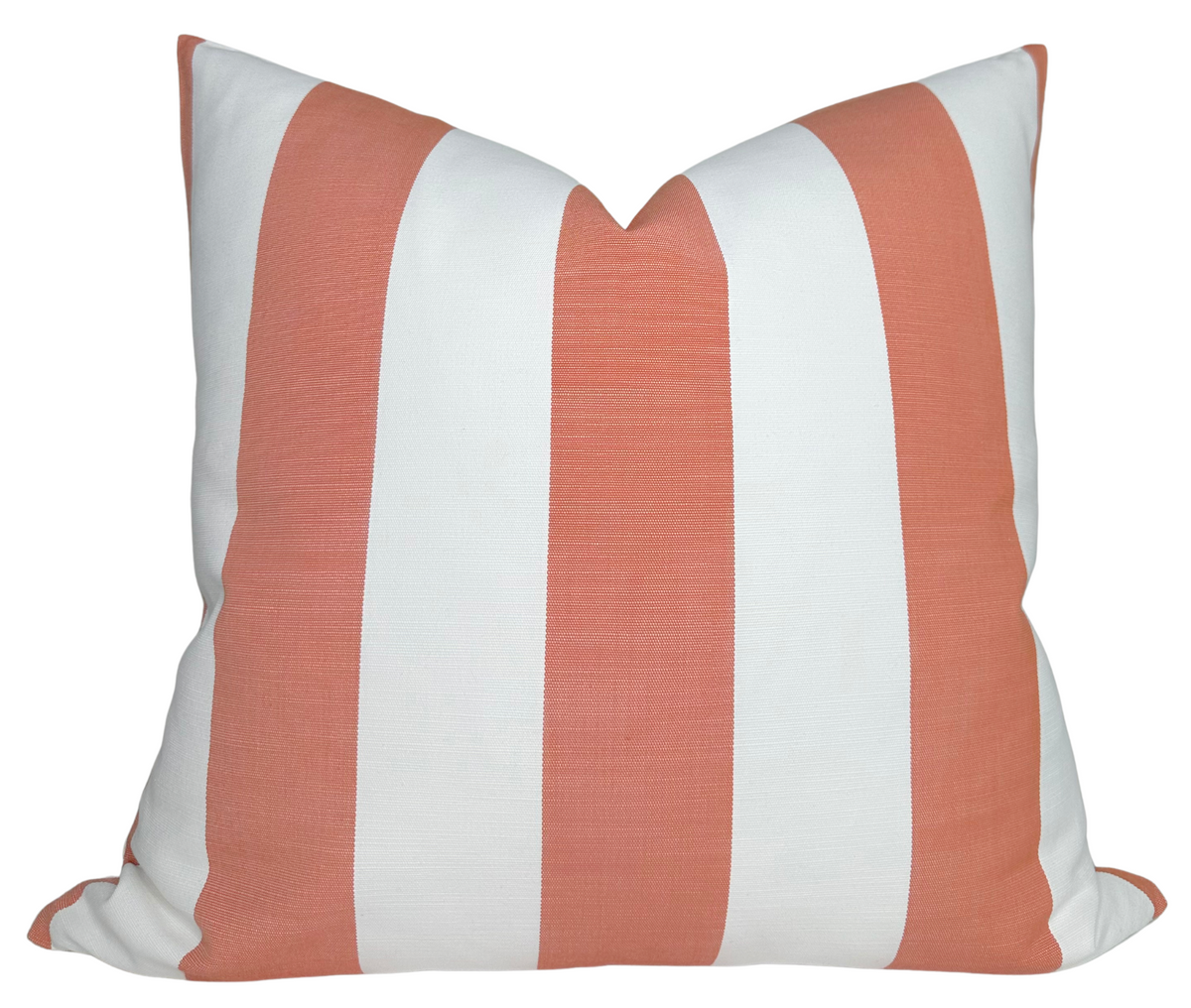 Go To Stripe Pillow Cover in Melon showing front striped fabric and ivory backing