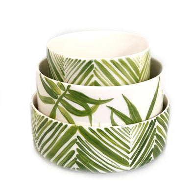 Wide Serving Bowl - Green Palm Leaves by Mbare Ltd - product image 3 for Resin Society