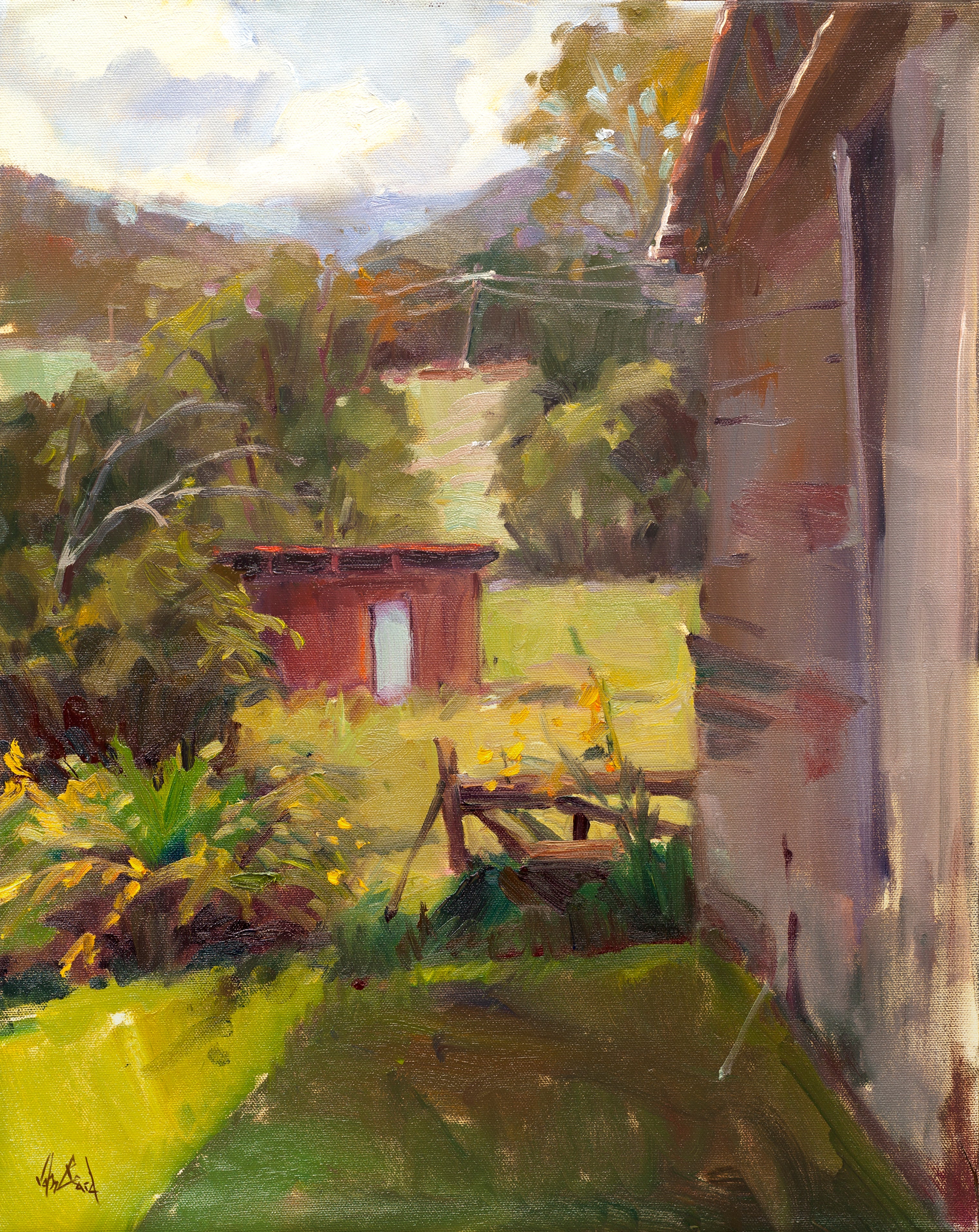 Garden Shed Artist Enhanced Canvas Print showing coastal and landscape-inspired art in natural tones