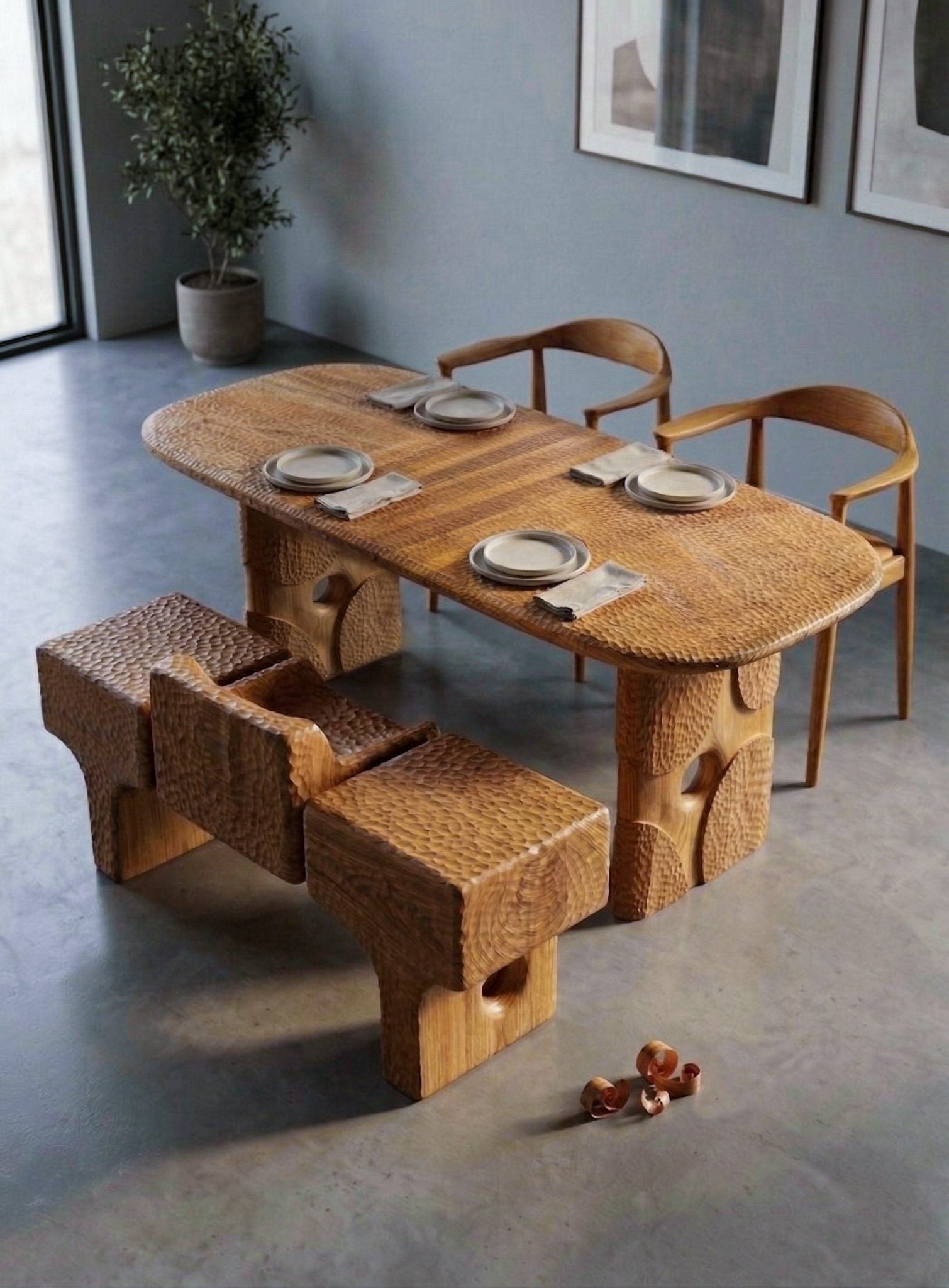 Hand-Carved Dining Table by Gizz - product image 2 for Resin Society