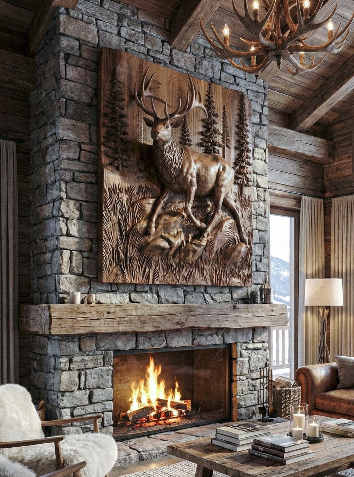 Wooden Deer - Elk 3D Wood Relief Wall Art by Gizz - product image 5 for Resin Society