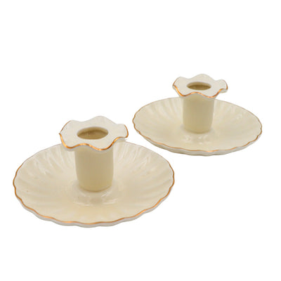 Gilded Cream Candle Holder - Pair by Ro'Table - main product image for Resin Society