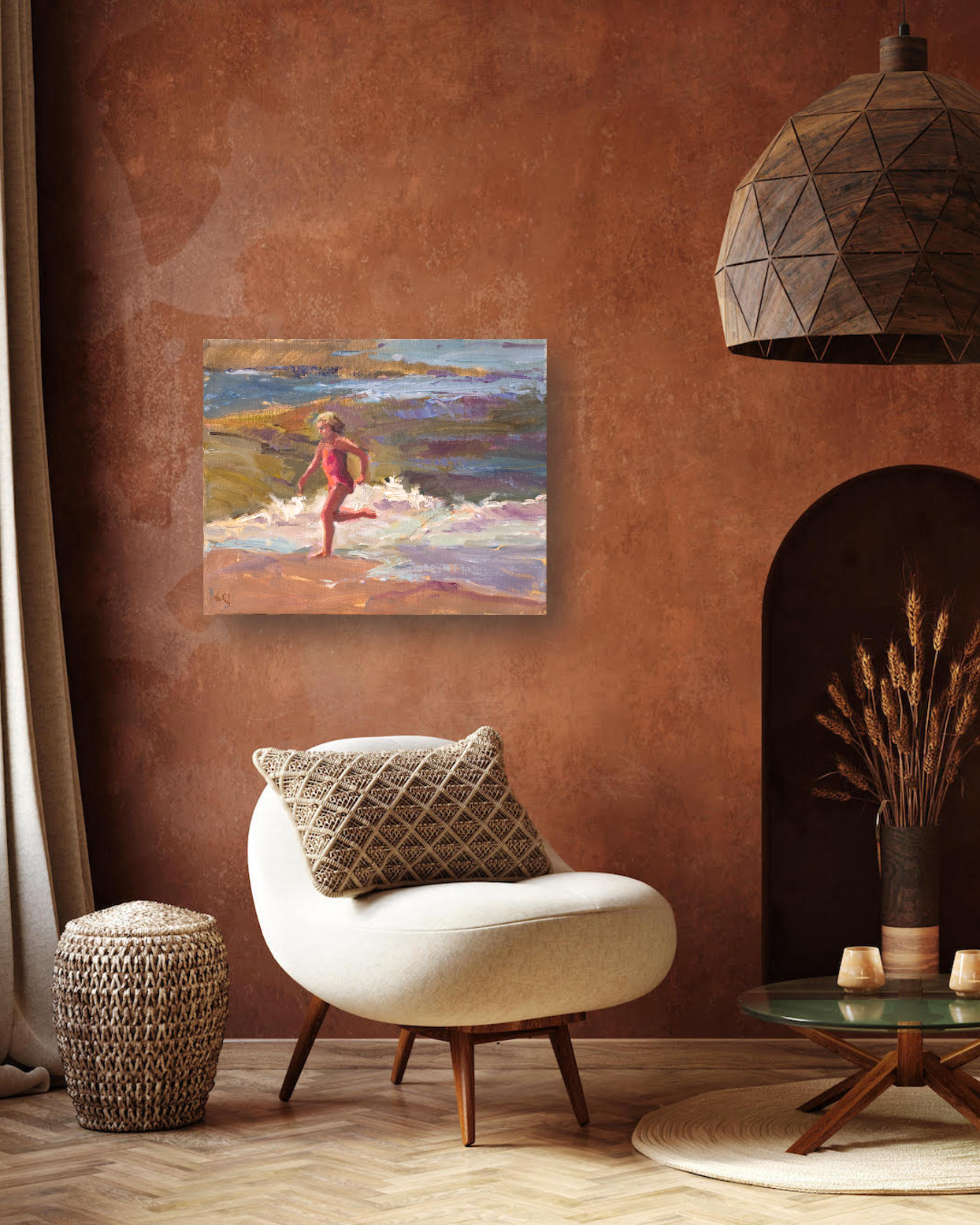 Girl in the Surf Artist Enhanced Canvas Print by John Beard Collection - product image 2 for Resin Society