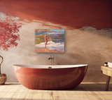Girl in the Surf Artist Enhanced Canvas Print by John Beard Collection - product image 3 for Resin Society