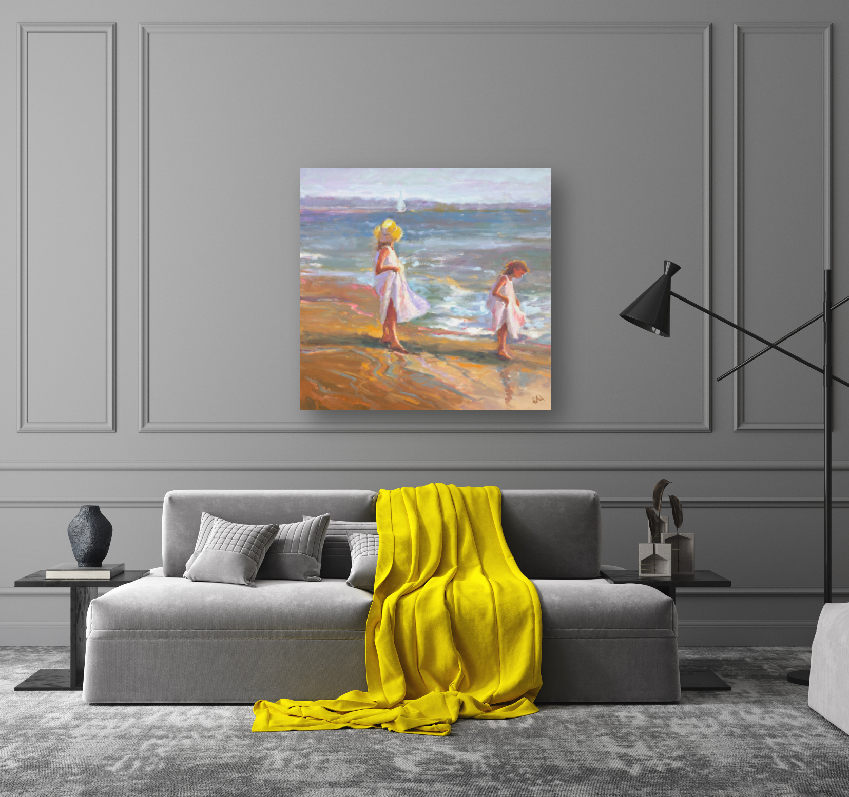 Girls on the Beach Artist Canvas Enhanced Print by John Beard Collection - product image 3 for Resin Society