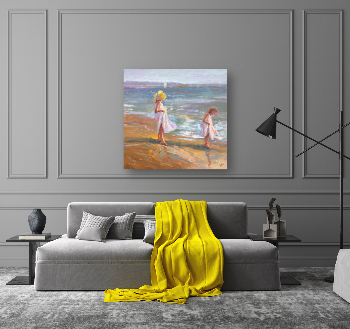 Girls on the Beach Artist Canvas Enhanced Print by John Beard Collection - product image 3 for Resin Society