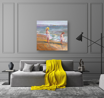 Girls on the Beach Artist Canvas Enhanced Print by John Beard Collection - product image 3 for Resin Society