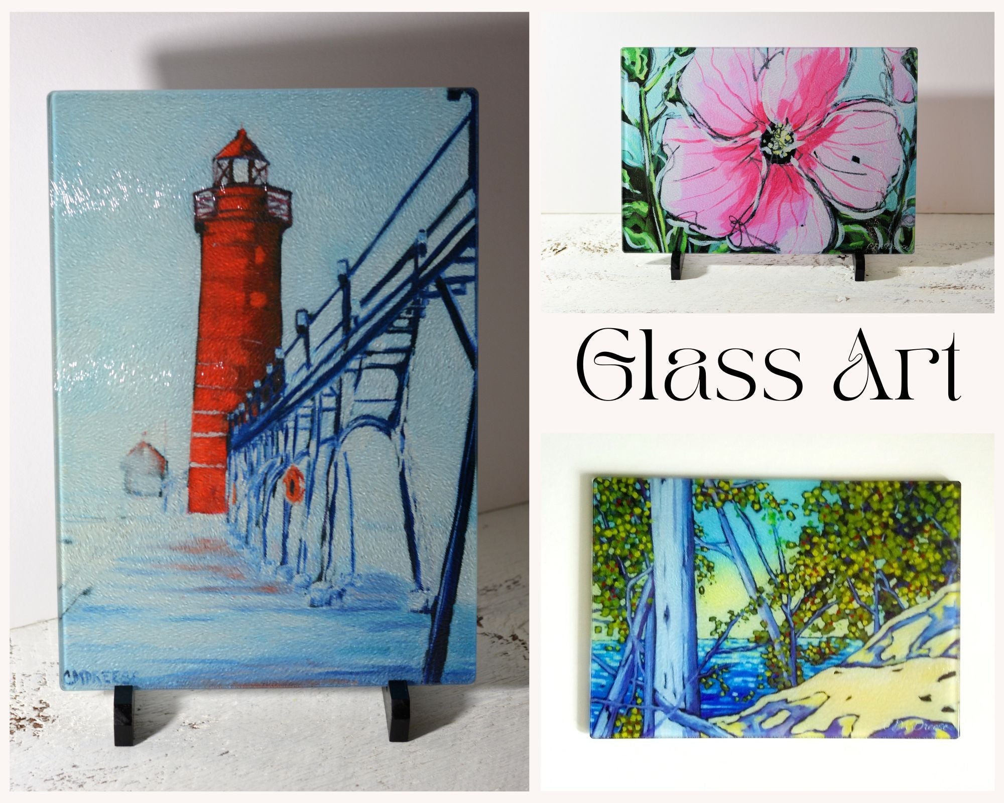 "On the Bluff" Rosy Mound Sand Dunes Lake Glass Art Print detail image - Resin Society