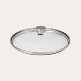 Rounded glass lid with stainless steel trim and tapered knob from CRISTEL USA 1826 Collection