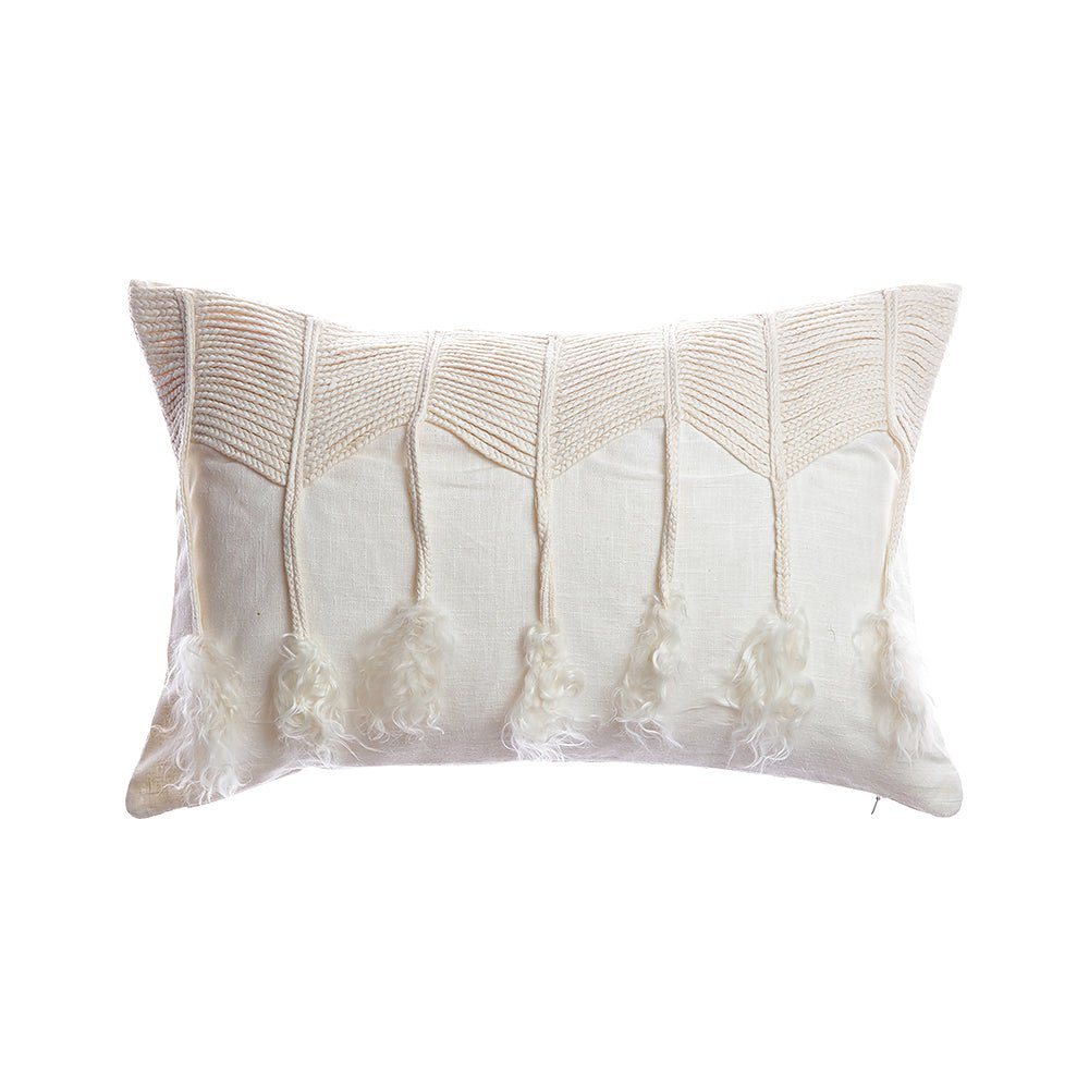 Goatskin Pom Lumbar Pillow by Homelosophy