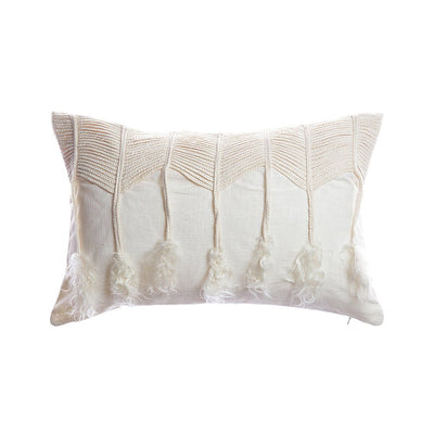 Goatskin Pom Lumbar Pillow by Homelosophy