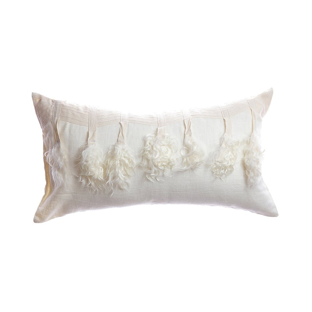 Goatskin Pom Lumbar Pillow by Homelosophy