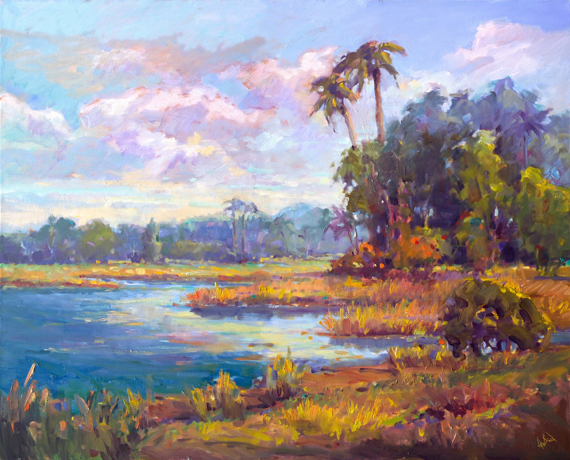 Golden Marsh Artist Enhanced Canvas Print by John Beard Collection - main product image for Resin Society