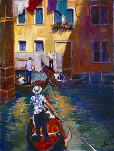 Gondoleers Artist Enhanced Canvas Print by John Beard Collection - main product image for Resin Society