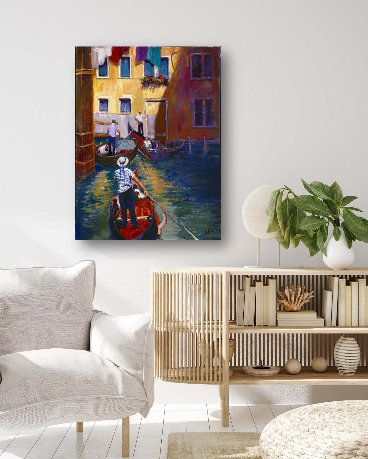 Gondoleers Artist Enhanced Canvas Print by John Beard Collection - product image 3 for Resin Society