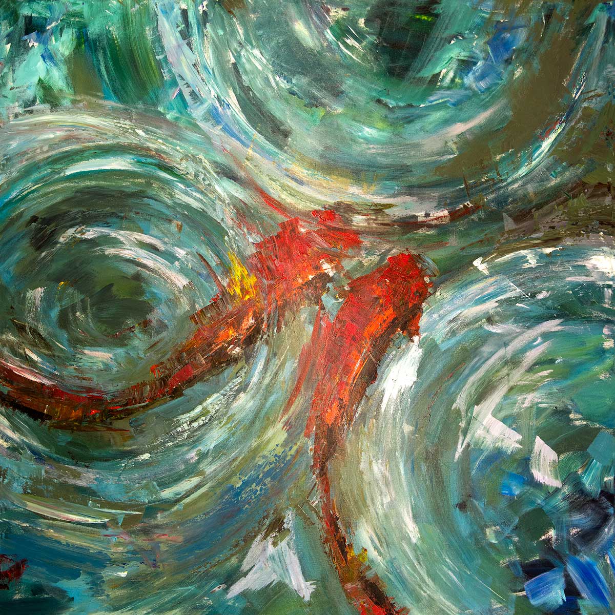 Good Fortune II 36x36 Artist Enhanced Canvas Print showing coastal landscape artwork with gallery wrap frame