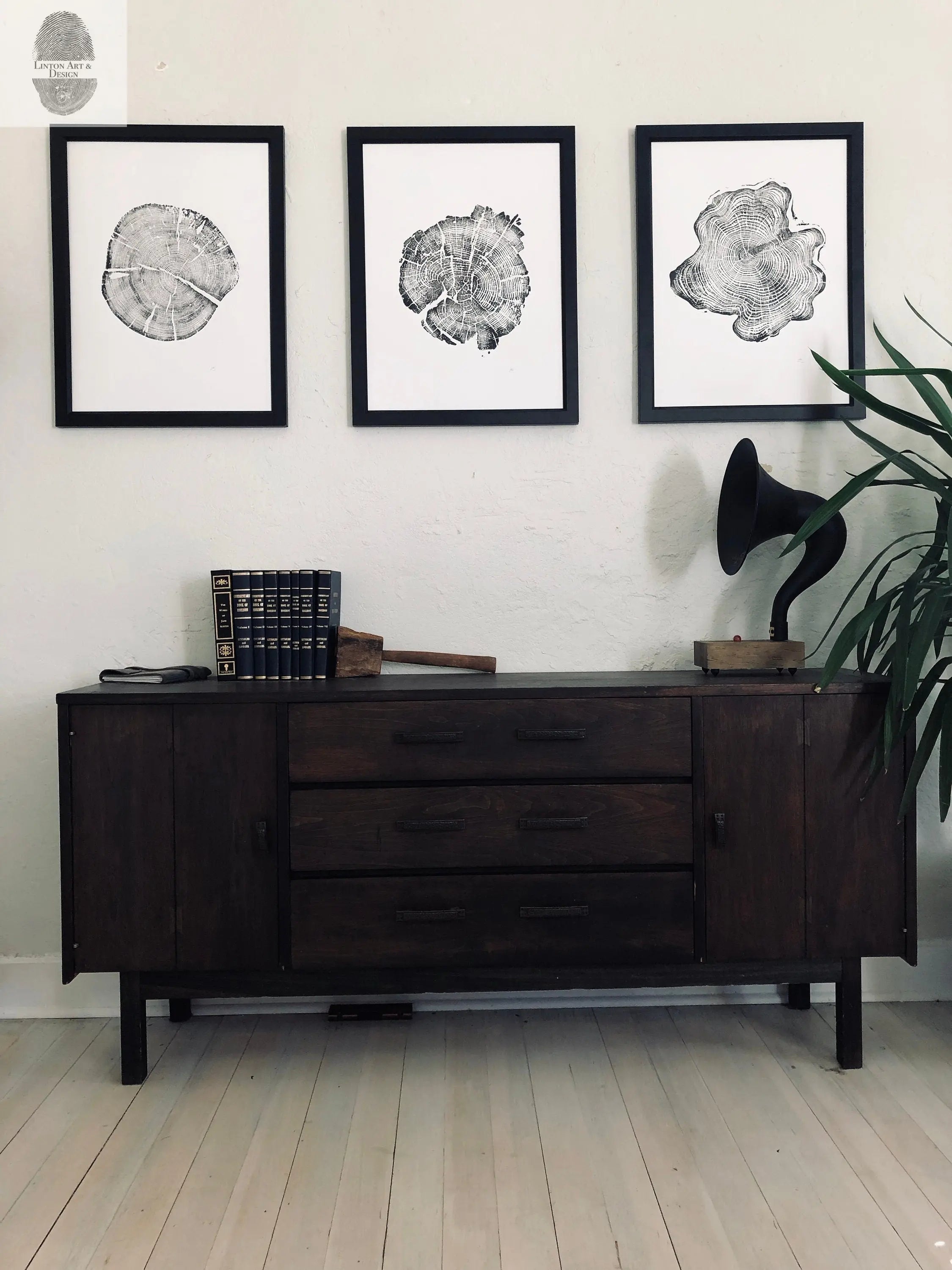 Grand Tetons, Alaska, Wyoming, Idaho Tree Ring Woodcut Art Prints - 18x24