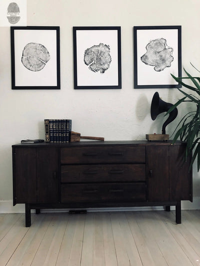 Grand Tetons, Alaska, Wyoming, Idaho Tree Ring Woodcut Art Prints - 18x24