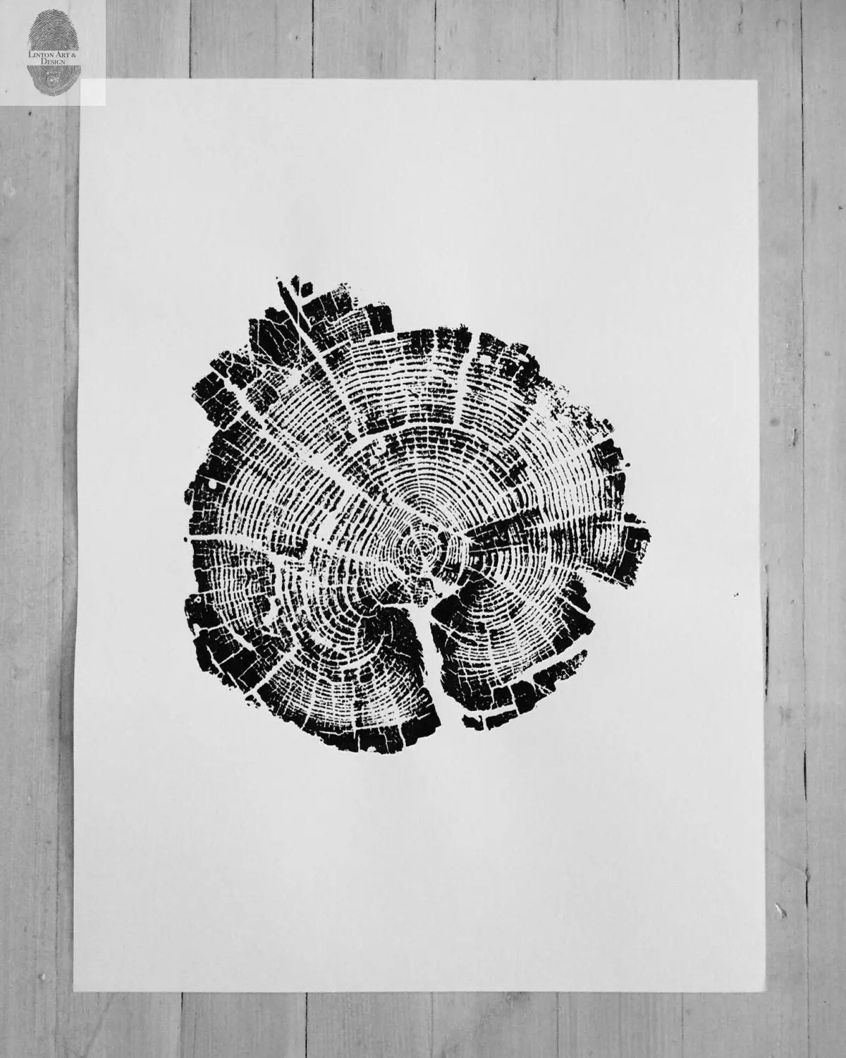 Grand Tetons, Alaska, Wyoming, Idaho Tree Ring Woodcut Art Prints - 18x24